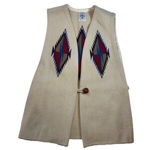 Vtg Ortegas Chimayo Wool Vest Native Aztec Southwestern Handwoven Navajo XS